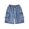 Summer Slim Stretch Short Cargo Jeans Fashion Retro Button Old Design Denim Shorts Cotton Shorts Maschio A181 240415