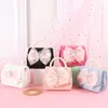 Korean Style Girl Princess Bag Söta linne Crossbody -väskor för flickor Bowknot Hand Smittbarns plånböcker och handväskor gåva 240425