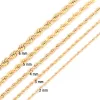 Altın Kaplama Halat Zinciri Paslanmaz Çelik Kolye Kadınlar Erkek Altın Moda Twisted Halat Zincirleri Takı Hediyesi 2 3 4 5 6 7mm