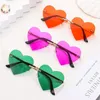 Sunglasses Trendy Party Cosplay Costume Metal Sun Glasses Rimless Heart Heart-Shaped Pink Hippie