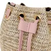 Drawstring Fashion Women Bag Sweet Beach All-Match Straw Solid Color Schouder Beknopte emmervorm