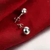 Stud -oorbellen 925 Sterling Silver 6mm/8 mm/10 mm Ronde Cirkel Solid Ball Bead Woman Fashion Wedding Party Sieraden