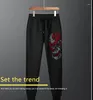 Men's Pants 2024 Spring Male Side Drill High Street Hip Long Trousers Rhinestones Hop Sweatpants Fitness Jogger