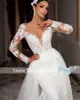 Nowa romantyczna skoczka na szyję z długim rękawem Suknia ślubna syrena wspaniała aplikacja Odłączona suknia ślubna Trąbowa suknia ślubna 2024