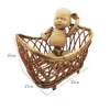 born Pography Props Baby Basket Vintage Rattan Baby Bed Weaving Baskets Wooden Crib for born Po Shoot Furniture 240423