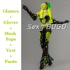 Scene Wear Jazz Dance Costume Nightclub Bar Dancer Outfit Fluorescent Green Party Festival Rave Clothing Drag Show Clothes VDB7490