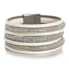 Urok bransoletki Allyes moda mikro inkrustowana skórzana bransoletka dla kobiet prosta wielowarstwowa biżuteria kryształowa