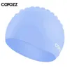 Copozz élastique en caoutchouc silicium imperméable protéger les oreilles de cheveux longs sports de natation chapeau de baignade grande taille capuchon de natation pour hommes femmes adultes 240426