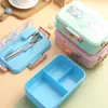 Fach Bento Lunchbox für Kinder Mädchen Cartoon Muster tragbare Schüler mit Gabellöffel Sand Snack Food 240422