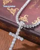 Naszyjnik krzyżowy Hip Hop 4 mm 5 mm VVS MOISSANITE Diamond łańcuch tenisowy 925 Srebrne dla kobiet biżuteria