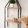 Küche Aufbewahrung Bohemian Hanwoven schwimmendes Regal Holz Wandmontage Anlagen Display Rack Homestays Hänge