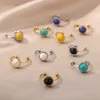 Trouwringen kleurrijke bal opaalring diameter 10 mm voor vrouwen roestvrij staal vintage steenopening verstelbare vingerringen sieraden cadeau