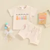 Clothing Sets Baby Summer Clothes Short Sleeve T Shirt Rolled Stretch Shorts Set Toddler Mamas Boy Daddys Matching Outfit