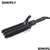 Kıvrımlı ütüler Sonofly 22mm LCD saç kıvırıcı elektrikli üç namlu seramikler demir tereyağı stil araçları anyonlar hızlı ısıtma jf-112 221203 dh1wy