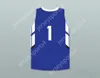 Anpassad Nay Namn Mens Youth/Kids Player 1 IMG Academy Blue Basketball Jersey Top Stitched S-6XL