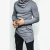 Herrtröjor Volalo 5xl obalans Hem Pocket Songe Sweatshirt For Men Clothing Autumn Turtleneck Top Hoodie