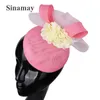 Berets Lavender Flower Women Wempinator Hat Коктейль коктейль головной повязка элегантная причудливая головка хорошая шоу -вечеринка сетчатая сетка