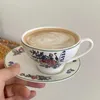 Tazze retrò tazze da caffè in ceramica da tè pomeridiano e piatti per uso domestico European Flotte Latte Hanging Ice American Style J240428
