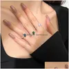 Band Rings 1Ct Pear Diamond Designer Ring For Woman 925 Sterling Sier Green 5A Zirconia Luxury Jewelry Daily Outfit Friend Love Women Dhjg4