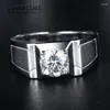 Cluster Ringe Luxus rein 925 Sterling Silber Moissanit männlicher Ring Jubiläum Schmuck Verlobungs Hochzeitsgeschenk für Männer