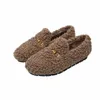 Chaussures décontractées Femmes courtes en peluche à l'extérieur de la maison Coton Winter Warmth Protection Bean Faux Wool Flats maternité