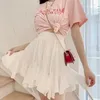 Spódnice biała mini spódnica to urocza letnia sukienka księżniczki dla kobiet koreańska wersja plisowanych dziewcząt L349