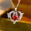Anhänger Halskette Mode weibliche rote Herz Halskette süße silberne Farbe Hochzeit Schmuck Geschenk für Frauen