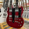 Red SG Double Neck Electric Guitar Chrome Hardware Spot 12String 6String Mahogany Body right sunglasses
