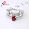 Clusterringe hochwertige Ankunft Echtes 925 Sterling Silber Wide Summer Style Band Schmuck mit rotem Zirkonia Bague Bijoux