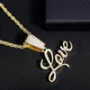 Colliers pendants Collier de lettre d'amour doux et brillant Match Classic 4 mm Chaîne de corde Unisexe Valentin "Sof Gift Women Men