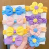 Hair Accessories 5/6pcs Cute Bowknot Elastic Bands Candy Color Girls Rope Ponytail Holder Flower Ties Children