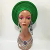 African Turban Hat już stworzył auto gele headtie muzułmański afrykański nagłówek z kolczykiem naszyjnikiem na imprezę XM222-1 240410