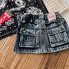 Mode barn kort denim kjol dd stil flickor dubbel ficka cowboy kjol sommar flickor designer kläder z7920