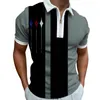 2024 Polo Shirt for Men Top estivi da uomo Summer Short Short Stried Golf Shirts Shirts Curnown Collar Zippers Tee 240417
