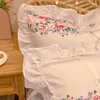 Set di biancheria da letto set in 3 pezzi cotone in cotone a 4 pezzi Fress da vento principessa Coperchio trapunta aderente