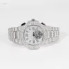 Relógio de pulso masculino elegante com diamantes moissanitas de aço inoxidável, com clareza de VVs aprimorados e testador de diamante passante