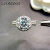 Klusterringar luomansi äkta S925 sterling silver 2ct 3ct 9mm moissanite ring passera diamanttest bröllop fest kvinnors fina smycken