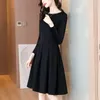Casual Dresses Black Dress Style Temperament Slim Fit Hepburn Little Underlay kjol