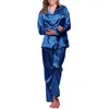 Elegante Satin -Seiden -Pyjamas Sets Fashion Casual Women Lady Set Pyjama Nachtwäsche Nachtwear Loungewear Homewear 240428