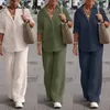 Långärmad skjorta Casual Wide Ben Pants Suit 2 Piece Set Womens Outfits Plus Size Women Clothing 5xl 4XL Streetwear 240418