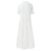 Festklänningar sommar bomull vit klänning för kvinnor avslappnad ihålig virkning bohemisk lös strand långa damer plus storlek semester ruffles