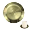 Titulares de vela 14 cm de metal jóias bandeja de comida lanche ritual altar altar placa decorativa queima de prato