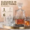 Whisky Decanter Set 7 pièces Italian Crafted Glass Glasss Gifts Fays for Men and Women 240420