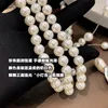 Designer Lin Zhou Saturn Necklaces Pearl Beaded Diamond Tennis Necklace Woman Silver Plating Triple Chains Vintage Trendy Style Jewelry Gift Light Luxury
