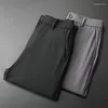 Pantalones para hombres 2024 Summer Men Business Stretch Smooth Smooth Smooth Classic Classic Black Gray Casual Traje Masculino