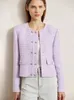 Jaqueta minimalista da AMII para mulheres Spring Spring elegante pescoço redondo smokm somet smoking casaco curto mulheres 12321002 240423