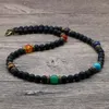 Gerdanlık vintage chakra kolye cazibesi 6mm doğal lav taş erkek çocuk kısa erkek gündelik takı koca pulseras