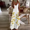 Summer Vestido para mujer Sfeda de suspendera pequeña moda floral larga