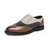 Casual Shoes Block Men PU Stitching Lace - Up Carved Business Dress Comfortable Classic Oxford