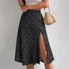 Jupes Femmes jupe d'été Slit A-Line Floral Imprimé haute taille Habit-up Breffant Elegant Lady Midi Velles Femme Clissin CHIGH